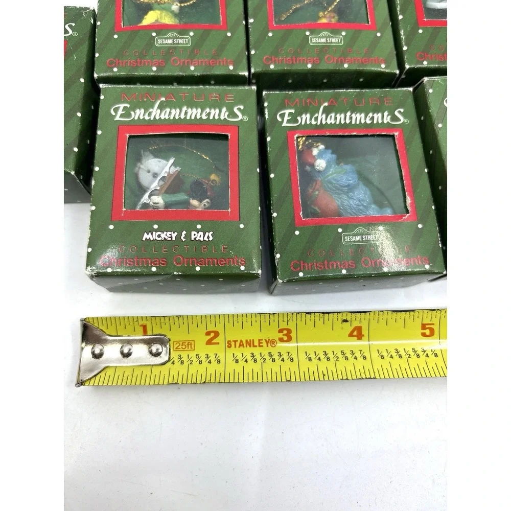 Vintage Miniature Ornaments looney Tunes Sesame Street Mickey Set 7